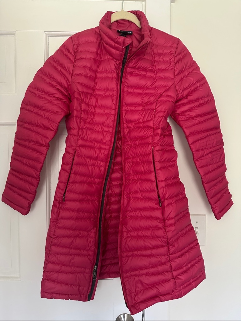 Patagonia Long Lightweight Puffer Coat in Raspberry